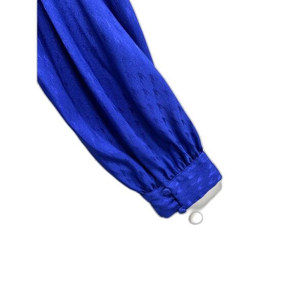 Express Jacquard Satin Tie-Waist Long Sleeve Mini Dress – Royal Blue L - Picture 5 of 7